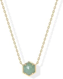 14K Gold Plated Gemstone Pendant Necklace | Dainty Chain Necklaces for Women | Amethyst, Onyx, Green Fluorite, Labradorite, Pearl, Rose Quartz, A