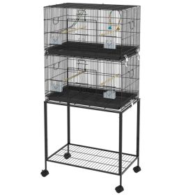 65" Birdcage for Canaries, Lovebirds Finches, Budgie Cage with Wheels, Black (Option: Black)