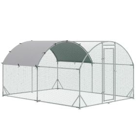 Galvanized Large Metal Chicken Coop Cage Walk-in Enclosure Poultry Hen Run House Playpen Rabbit Hutch with Cover for Outdoor Backyard 9.2' x 12.5 (Option: Silver)