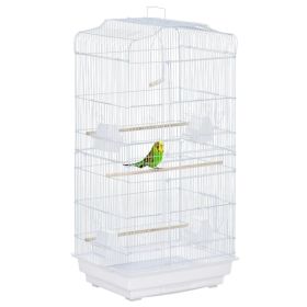 36" Bird Cage, Macaw Play House, Cockatoo, Parrot, Finch Flight Cage, 2 Doors, Perch 4 Feeder Pet Supplies, White (Option: White)