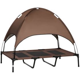 Elevated Dog Bed with Canopy, Portable Raised Dog Cot for XL Sized Dogs, Indoor & Outdoor, 48" x 36" x 43", Coffee (Option: Coffee)