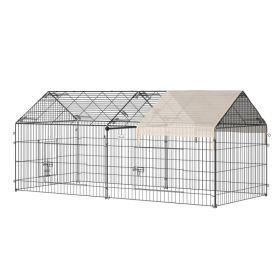 87x41x41-IN Catio Rabbit Guinea Pig Cage Chicken Coop Run, Small Animal Enclousure Outdoor Indoor with Cover and Multiple Doors, Beige (Option: Black)