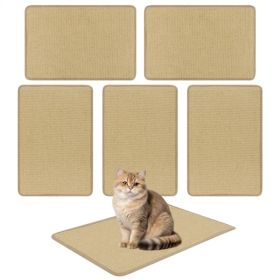 24 x 16 Inch Natural 6-Piece Cat Scratching Mats, Sisal Material Anti-Slip Latex Backing Furniture Protector (Option: Default title)