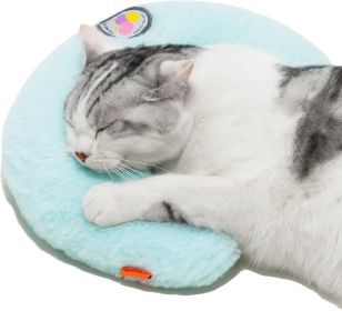 MEWOOFUN U-Shaped Orthopedic Pet Pillow - 10.6x9.8 Inch Fluffy Support For Cats & Puppies, Joint Relief & Improved Sleep Blue (Option: QCP46)