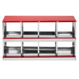 Chicken Nesting Boxes, 8 Compartment Metal Poultry Nest Box Wall Mount for Chickens Hens Ducks, Red (Option: 95900514)
