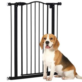 Extra Tall Dog Gate with Door, Pressure Fit, Auto Close, Double Locking for Doorways Hallways Stairs, 29"-32", Black (Option: Black)