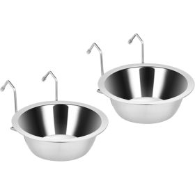 2PCS Kennel Water Bowl Hanging,Stainless Steel Puppy Bowls For Small Dog Cage,Kennel, Crate, Catio Accessories,Dog Crate Water Bowl Dish Feeder F (Option: Silver)