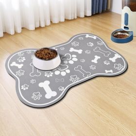 Dog Cat Food Mat,Rapid Absorbent Pet Feeding Mat, Bone Shaped Dog Placemat Water Bowl Mat With Rubber Backing,No Stains Dog Cat Food Mats Indoor, (Option: Grey)