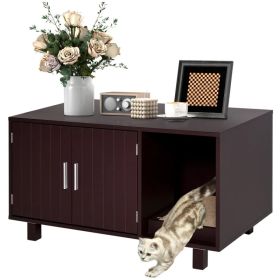 Cat Litter Box Enclosure, Hidden Litter Box Furniture, Cat House End Table Washroom with Scratching Pad, for Indoor Cats Kittens, Brown (Option: Coffee)