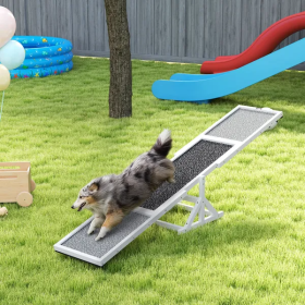 Wooden Dog Agility Seesaw For Training And Exercise, Weather Resistant, 83 L X 16 W X 14 H Inch (Option: White)