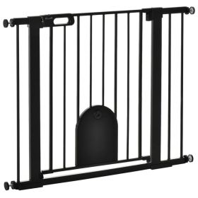 30"-41" Extra Wide Pet Gate Barrier with Small Door, 30"H Dog Gate with Safety Gate Barrier, Stair Pressure Fit, Black (Option: Black)